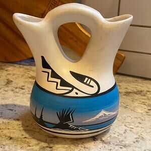 Vintage Navajo Native American Wedding Vase Hand Painted